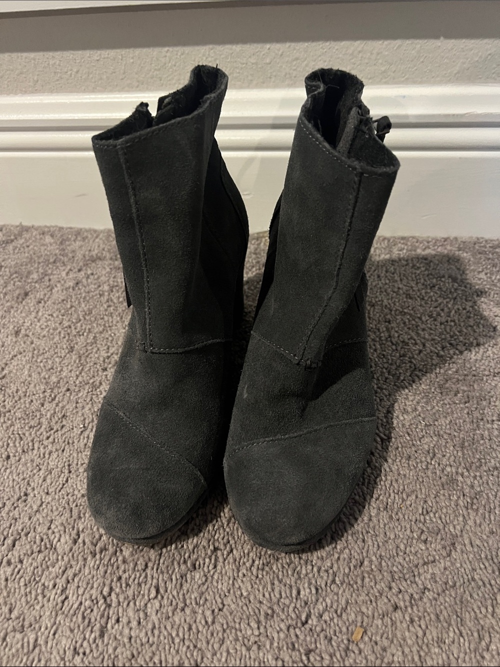 Toms Gray Suede Ankle Booties